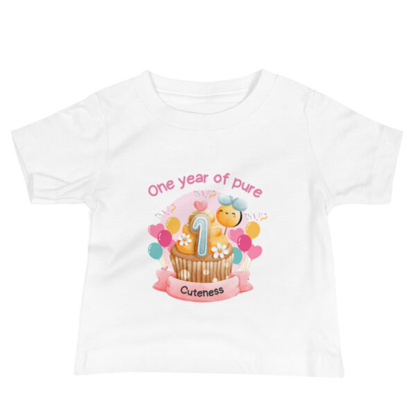 Custom First Birthday Baby Jersey Short Sleeve Tee - One year of pure cuteness - Image 2