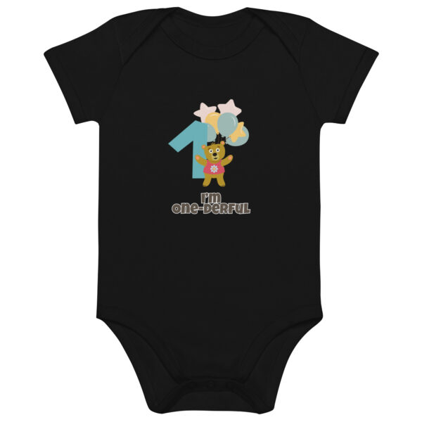 First birthday organic cotton baby bodysuit - I'm One-derful - Image 2