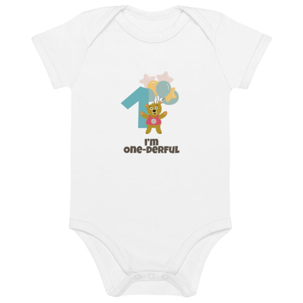 First birthday organic cotton baby bodysuit - I'm One-derful