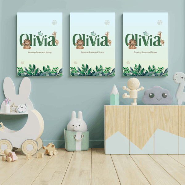 Safari Wall Art for Kids - With Personalisation - Image 3