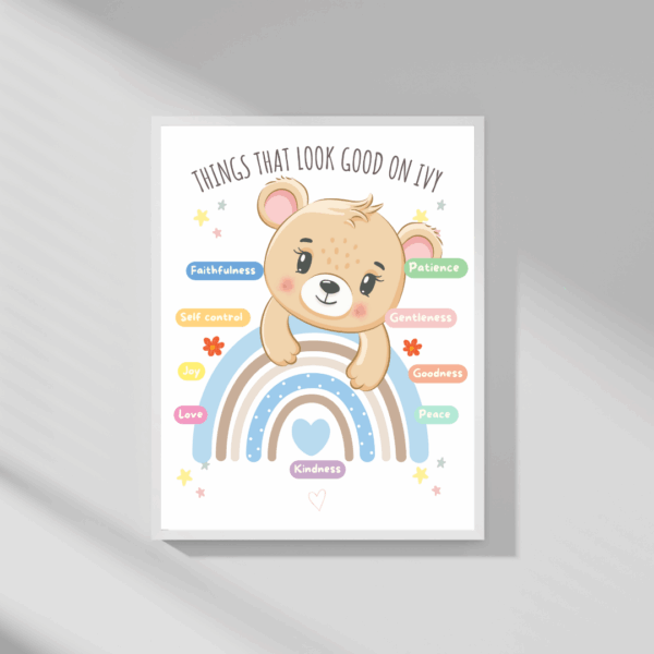 Personalised Teddy Bear Affirmation Wall Art - Image 4